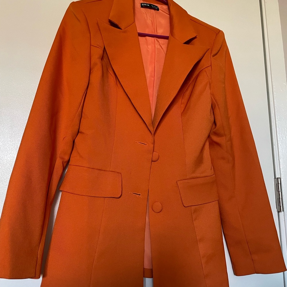 SHEIN Orange Blazer Structured Suit Jacket